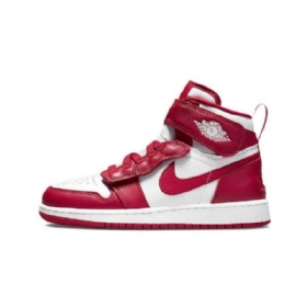 Nike Air Jordan 1 Hi Flyease Gs Cardinal Sko Dame Hvite Rød
