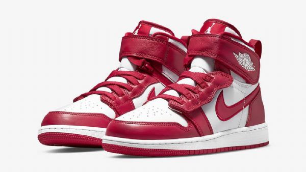 Nike Air Jordan 1 Hi Flyease Gs Cardinal Sko Dame Hvite Rød