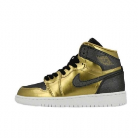 Nike Air Jordan 1 High Tops Bhm Gg Sko Herre Gull Svarte