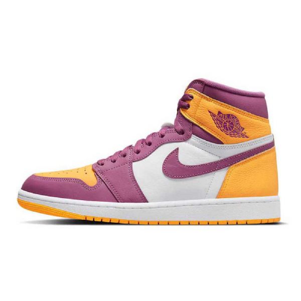 Nike Air Jordan 1 High Tops Brotherhood Sko Dame Lilla Gul Hvite