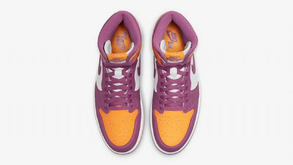 Nike Air Jordan 1 High Tops Brotherhood Sko Dame Lilla Gul Hvite