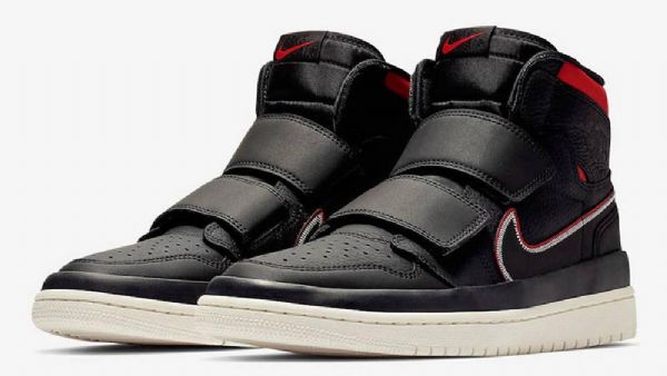 Nike Air Jordan 1 High Tops Double Reima Sko Herre Svarte Rød