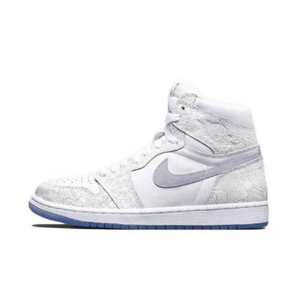 Nike Air Jordan 1 High Tops Laser Sko Dame Hvite Grå