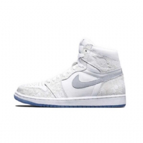 Nike Air Jordan 1 High Tops Laser Sko Dame Hvite Grå