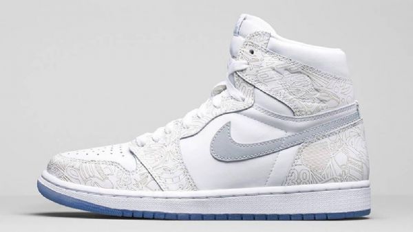Nike Air Jordan 1 High Tops Laser Sko Dame Hvite Grå