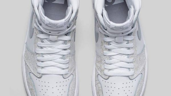 Nike Air Jordan 1 High Tops Laser Sko Dame Hvite Grå