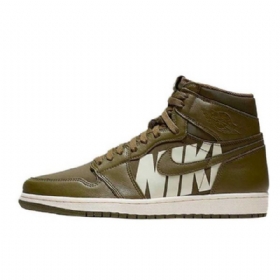 Nike Air Jordan 1 High Tops Og Canvas Sko Herre Olivengrønne