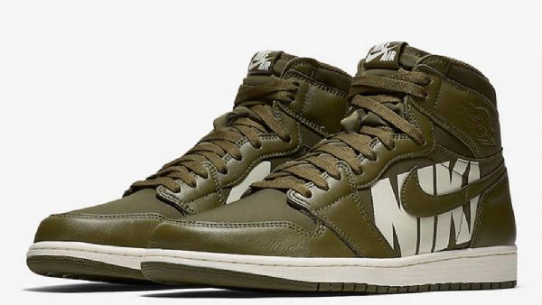 Nike Air Jordan 1 High Tops Og Canvas Sko Herre Olivengrønne