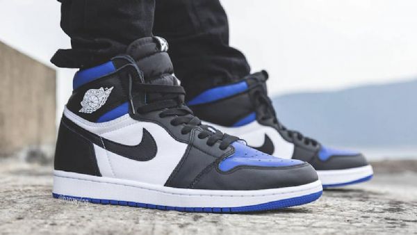 Nike Air Jordan 1 High Tops Og Game Royal Sko Dame Hvite Svarte Blå