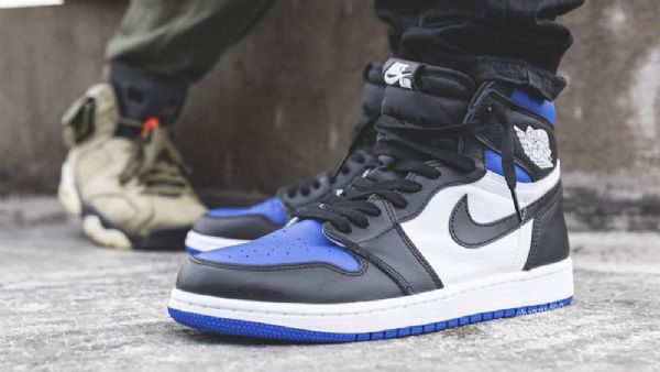 Nike Air Jordan 1 High Tops Og Game Royal Sko Dame Hvite Svarte Blå