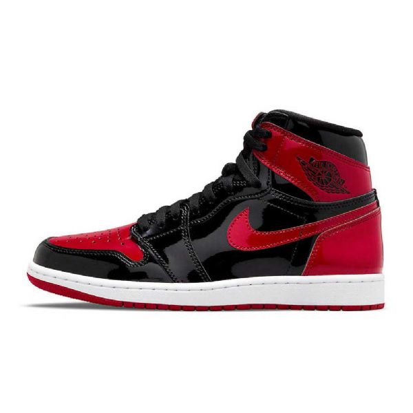 Nike Air Jordan 1 High Tops Og Patent Bred Sko Dame Svarte Rød