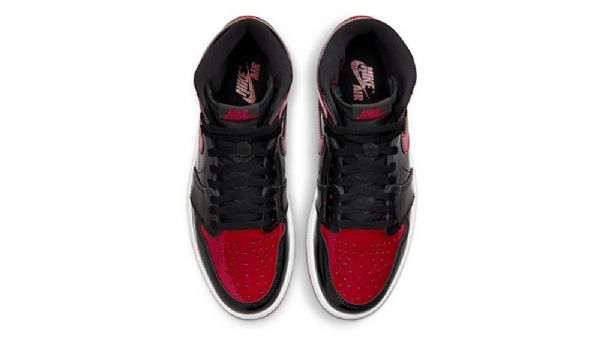Nike Air Jordan 1 High Tops Og Patent Bred Sko Dame Svarte Rød