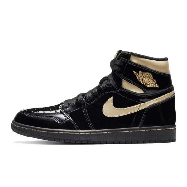 Nike Air Jordan 1 High Tops Og Patent Sko Dame Svarte Gull