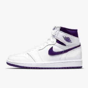 Nike Air Jordan 1 High Tops Og Sko Dame Hvite Lilla