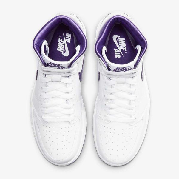 Nike Air Jordan 1 High Tops Og Sko Dame Hvite Lilla