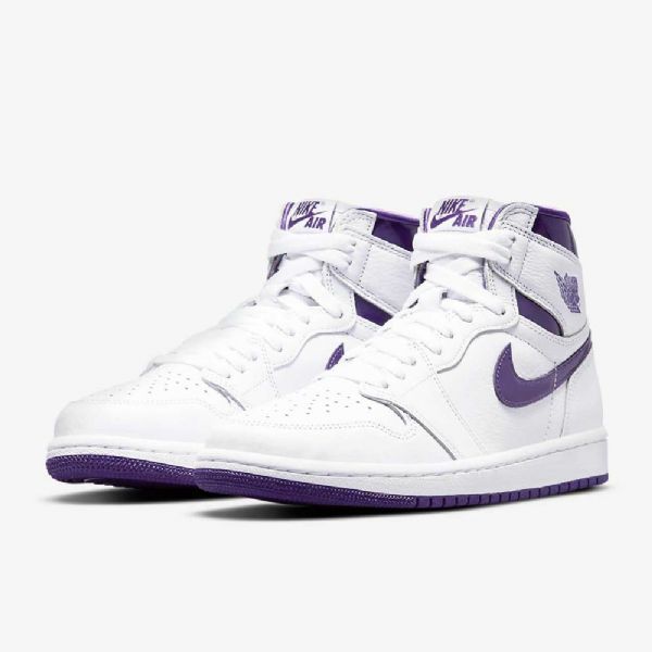 Nike Air Jordan 1 High Tops Og Sko Dame Hvite Lilla