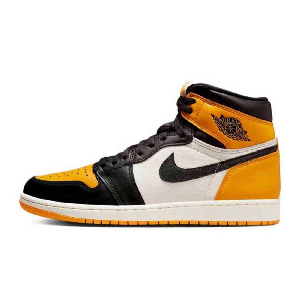 Nike Air Jordan 1 High Tops Og Tå Taxi Sko Herre Svarte Gul Hvite