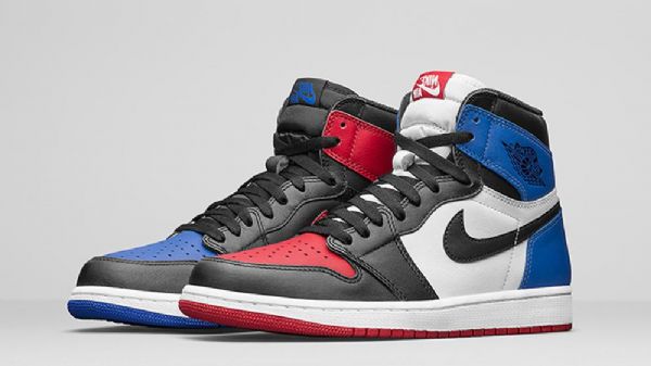 Nike Air Jordan 1 High Tops Og Top 3 Sko Herre Svarte Rød Blå