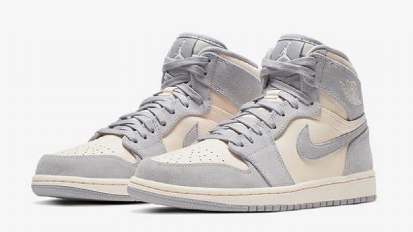 Nike Air Jordan 1 High Tops Premium Ivory Sko Herre Khaki Grå
