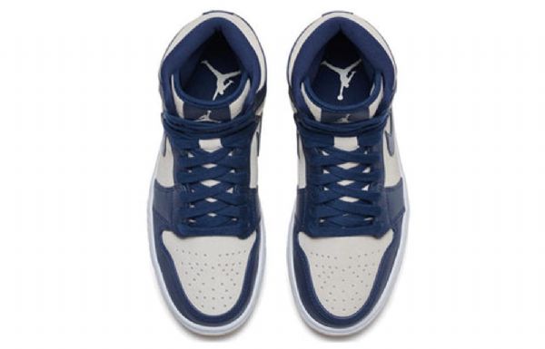 Nike Air Jordan 1 High Tops Retro Basketball Shoes Dame Marineblå Pisket Krem