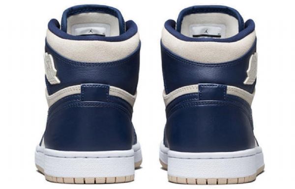 Nike Air Jordan 1 High Tops Retro Basketball Shoes Dame Marineblå Pisket Krem