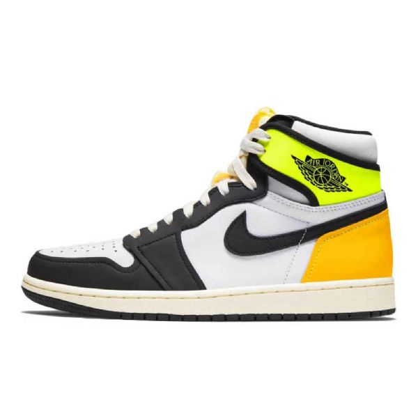 Nike Air Jordan 1 High Tops Volt Sko Dame Hvite Svarte Gull