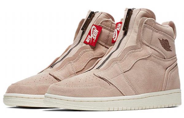 Nike Air Jordan 1 High Tops Zip Retro Basketball Shoes Dame Beige