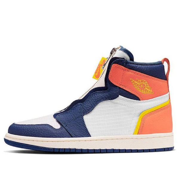 Nike Air Jordan 1 High Tops Zip Retro Basketball Shoes Dame Blå