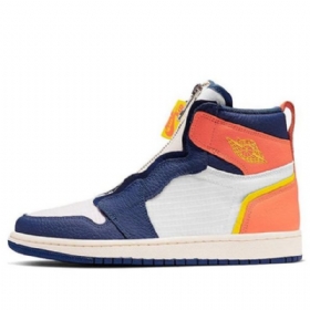 Nike Air Jordan 1 High Tops Zip Retro Basketball Shoes Dame Blå