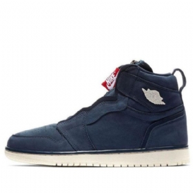 Nike Air Jordan 1 High Tops Zip Retro Basketball Shoes Dame Marineblå