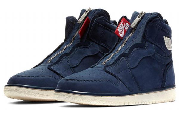 Nike Air Jordan 1 High Tops Zip Retro Basketball Shoes Dame Marineblå