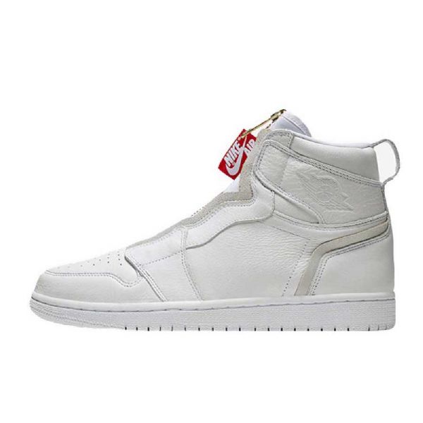 Nike Air Jordan 1 High Tops Zip Sko Herre Hvite
