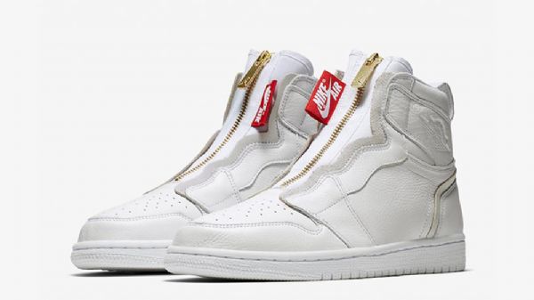 Nike Air Jordan 1 High Tops Zip Sko Herre Hvite