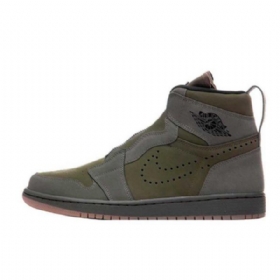 Nike Air Jordan 1 High Tops Zip Sko Herre Olivengrønne
