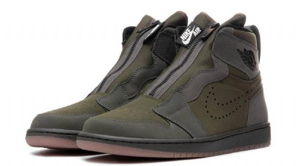 Nike Air Jordan 1 High Tops Zip Sko Herre Olivengrønne