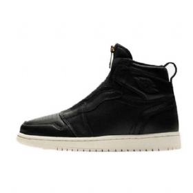 Nike Air Jordan 1 High Tops Zip Sko Herre Svarte