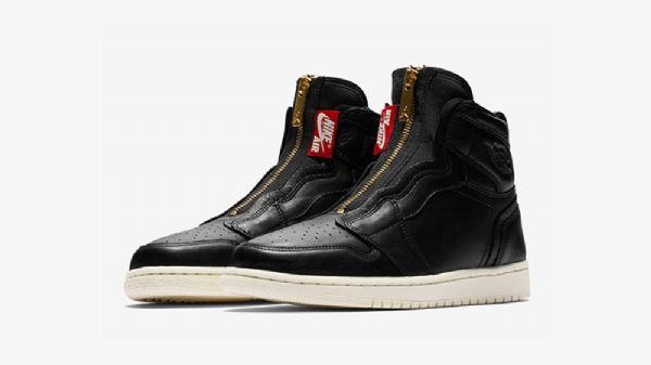 Nike Air Jordan 1 High Tops Zip Sko Herre Svarte