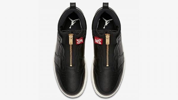 Nike Air Jordan 1 High Tops Zip Sko Herre Svarte