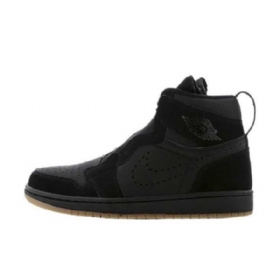 Nike Air Jordan 1 High Tops Zip Sko Herre Svarte