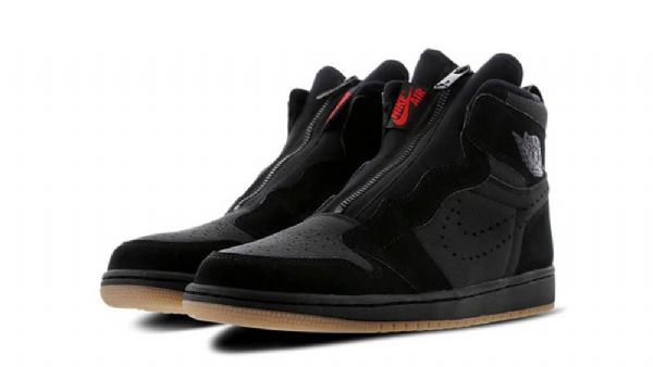 Nike Air Jordan 1 High Tops Zip Sko Herre Svarte