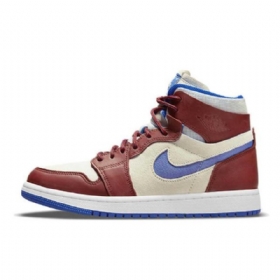 Nike Air Jordan 1 High Tops Zoom cmft Ivory Sko Herre Burgunder Blå