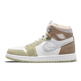 Nike Air Jordan 1 High Tops Zoom cmft Sko Dame Hvite Khaki Mint