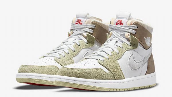 Nike Air Jordan 1 High Tops Zoom cmft Sko Dame Hvite Khaki Mint