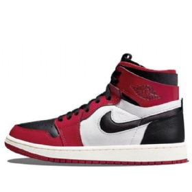 Nike Air Jordan 1 High Tops Zoom Komfort Chicago Bulls Retro Basketball Shoes Dame Rød Svarte