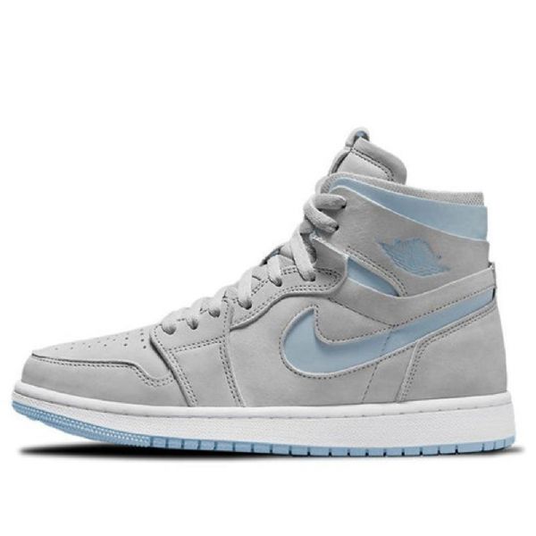 Nike Air Jordan 1 High Tops Zoom Komfort Retro Basketball Shoes Dame Grå Lyse Blå
