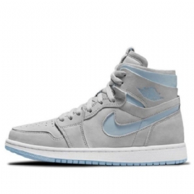 Nike Air Jordan 1 High Tops Zoom Komfort Retro Basketball Shoes Dame Grå Lyse Blå