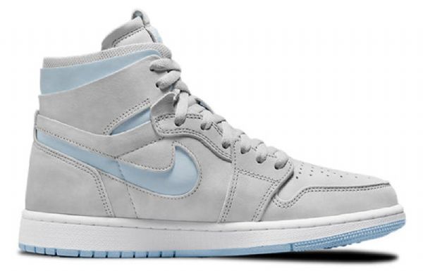 Nike Air Jordan 1 High Tops Zoom Komfort Retro Basketball Shoes Dame Grå Lyse Blå