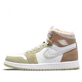 Nike Air Jordan 1 High Tops Zoom Komfort Retro Basketball Shoes Dame Olivengrønne