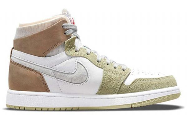 Nike Air Jordan 1 High Tops Zoom Komfort Retro Basketball Shoes Dame Olivengrønne