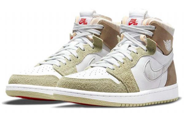 Nike Air Jordan 1 High Tops Zoom Komfort Retro Basketball Shoes Dame Olivengrønne